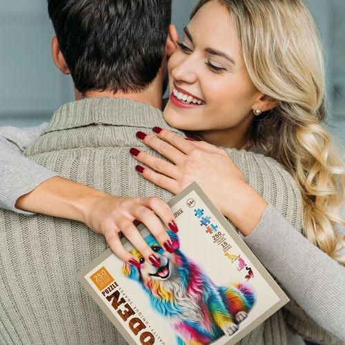 Drewniane Puzzle 250 Elementów Tęczowy Pies Dorosłych i Dzieci Wooden.City na Arena.pl
