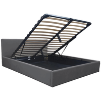 Łóżko tapicerowane z pojemnikiem 160x200 Velio stelaż zagłówek c. szare