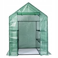 Duża szklarnia ogrodowa DEDRA stal PE składana 143x143x195 cm 2 półki 9,6kg