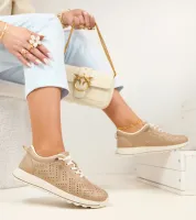 Beżowe Ażurowe Wsuwane Sneakersy SIone 38