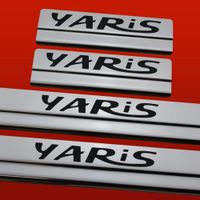 Listwa progowa TOYOTA YARIS MK3 Stal nierdzewna 304 połysk z czarnymi liter