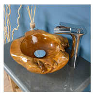 Umywalka tekowa drewniana 30 cm brązowa do łazienki