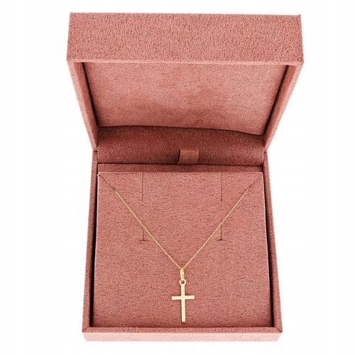 Złoty Komplet Chrzest Komunia łańcuszek ankier 45 cm + krzyżyk pr. 333 na Arena.pl