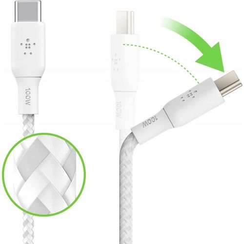 Belkin - Kabel Boost - USB-C do USB-C PD, 5A 100W, z oplotem nylonowym, 2 m na Arena.pl