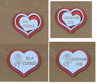 magnesy 5szt. drewniane walentynka  5 cm.