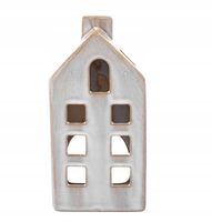 ALTOM ŚWIECZNIK PORCELANOWY NA TEALIGHTY DOMEK 14 CM SZARY OZDOBA ŚWIĄTECZN