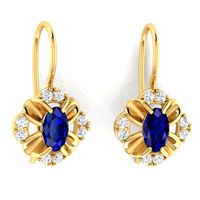 ZŁOTE KOLCZYKI Z SZAFIRAMI NA BIGLU PRÓBA 333 DELIKATNE KWIATKI