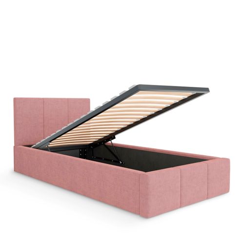 ŁÓŻKO POJEDYNCZE 90x200cm ŁÓŻKO TAPICEROWANE Z POJEMNIKIEM RÓŻOWE na Arena.pl