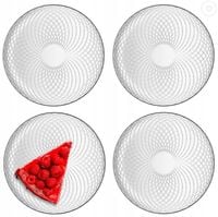 Szklane TALERZYKI Deserowe NA CIASTO Przekąski 4x17 cm Przezroczyste