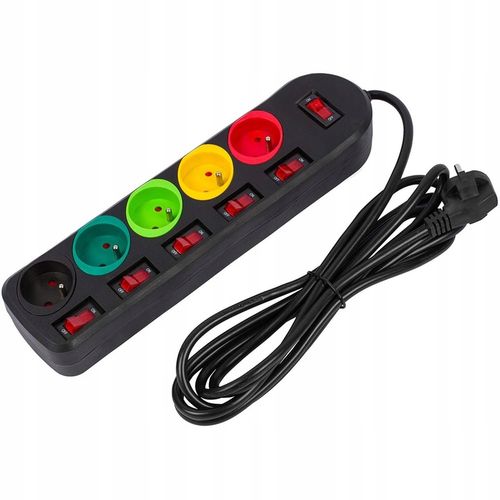 Przedłużacz Listwa Zasilająca Sieciowa 5 Gniazd 230V 3M kolorowy on/of na Arena.pl