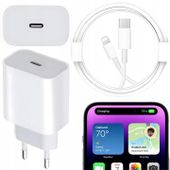 SZYBKA ŁADOWARKA SIECIOWA USB C 20W + KABEL 1M DO IPHONE LIGHTNING PRO