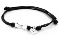 SREBRNA BRANSOLETKA SZNURKOWA NIESKOŃCZONOŚĆ SERCE SREBRO PRÓBY 925 B3