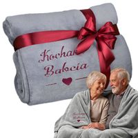 Ciepły Koc z Mikrofibry 200x220 z Haftem Dedykacji Prezent na Dzień Babci