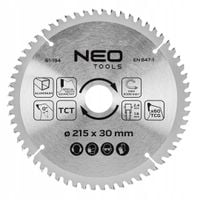 NEO TARCZA DO PILARKI WIDIOWA 215 X 30 MM 60 ZĘBÓW TCG DO ALUMINIUM 61-194