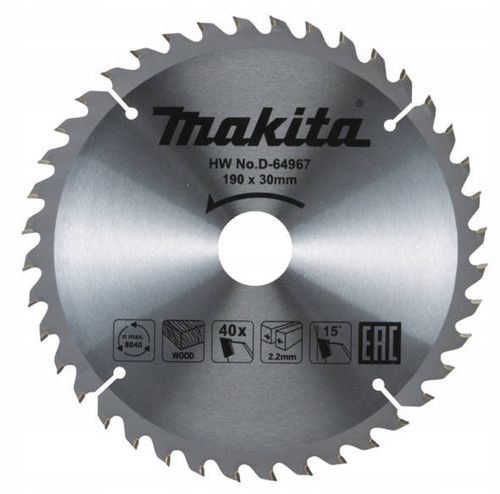 MAKITA Tarcza piła tnąca do cięcia drewna 190x30 mm 40 Zębów D-64967 na Arena.pl