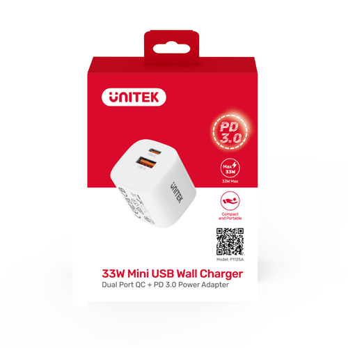 Unitek Ładowarka sieciowa 1x USB-A 1x USB-C QC PC 3.0 33W biała na Arena.pl
