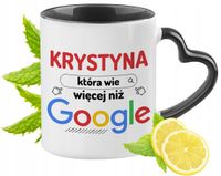 Dla Blanki Kubek Czarny Z Uszkiem W Kształcie Serca Na Prezent Z Nadrukiem