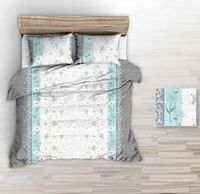 Pościel z kory 160x200 biała szara błękitna polne kwiaty