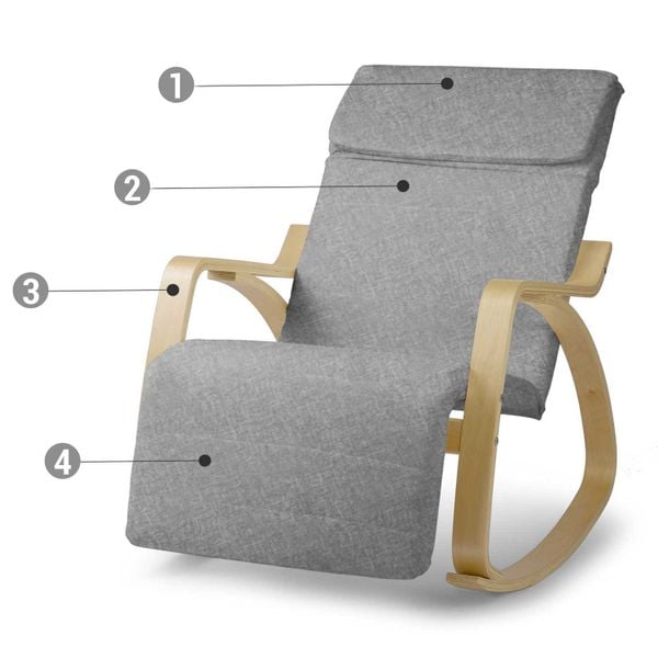 Fotel wypoczynkowy bujany Suzi - jasnoszary zdjęcie 7