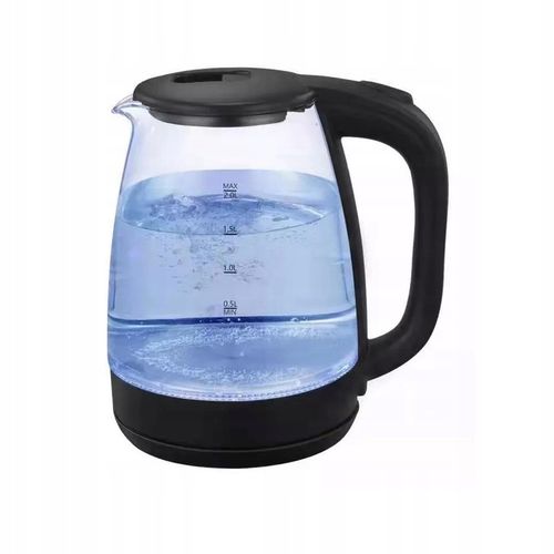 CZAJNIK ELEKTRYCZNY BEZPRZEWODOWY 2,0l 2200W SZKLANY LED CZARNY na Arena.pl