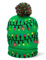 CZAPKA ZIMOWA ŚWIĄTECZNA LED ŚWIECĄCA GRUBA CIEPŁA CZAPKA NA ZIMĘ LAMPKI