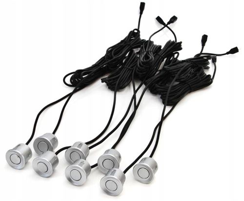 Zestaw Czujników Parkowania Cofania LED 8 Sensorów Srebrne Wyświetlacz LCD na Arena.pl