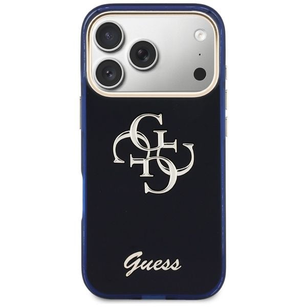 etui guess iml 4g script metal do iphone 17 pro niebieski zdjęcie 3