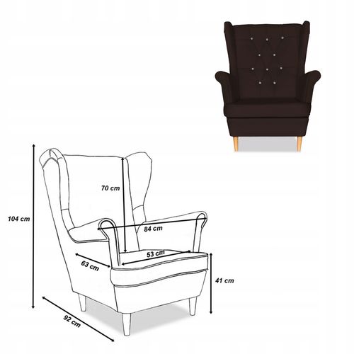 Zestaw uszak Gaja ekoskóra skaj sofa fotele ciemny brąz na Arena.pl