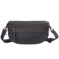 VERA PELLE nerka zamszowa saszetka biodrówka pleciona V690 c.szara