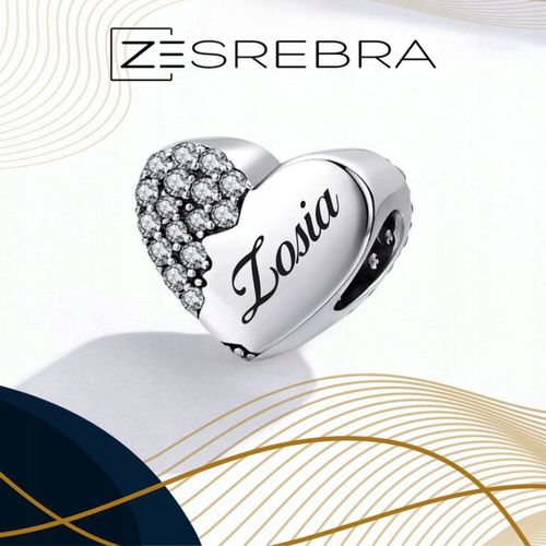 CHARMS srebrne SERCE GRAWER srebro koralik zawieszka charms 925 SERDUSZKO na Arena.pl