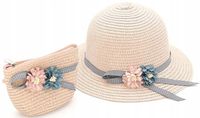 KAPELUSZ DZIECIĘCY DZIEWCZĘCY NA LATO 52CM + TOREBKA
