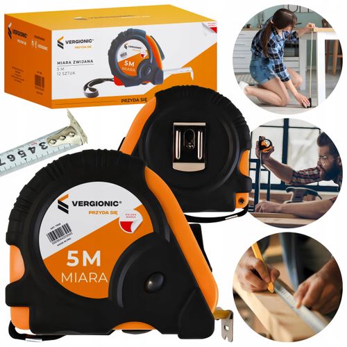Taśma miernicza 5 m VERGIONIC - zwijana miarka budowlana z blokadą na Arena.pl