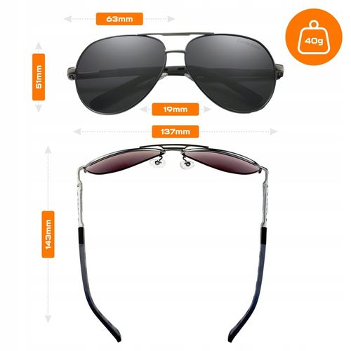 OKULARY PRZECIWSŁONECZNE męskie AVIATOR POLARYZACYJNE PILOTKI UV400 + na Arena.pl