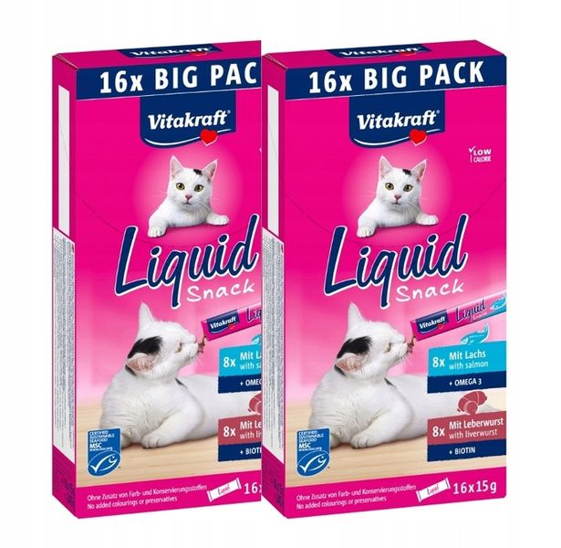 Vitakraft Liquid Snack Big Pack Łosoś Watróbka 32x15g zdjęcie 1