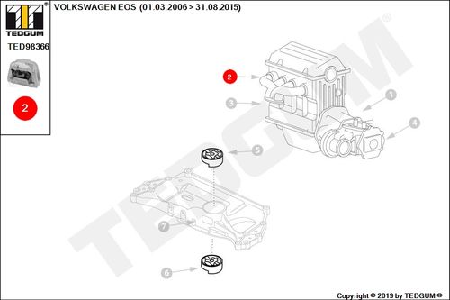 VW EOS PODUSZKA SILNIKA PRAWA 1F7 1F8 06-15 na Arena.pl