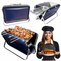 PRZENOŚNY GRILL WĘGLOWY BBQ SKŁADANY MINI ZE STALI NIERDZEWNEJ NA KEMPING