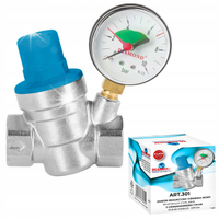 REDUKTOR REGULATOR CIŚNIENIA WODY Z MANOMETREM FI 3/4 CALA GW DN20 MOSIĘŻNY