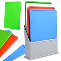 4x Deski Kuchenne do Krojenia Żywności w Stojaku Plastikowe Zestaw Desek