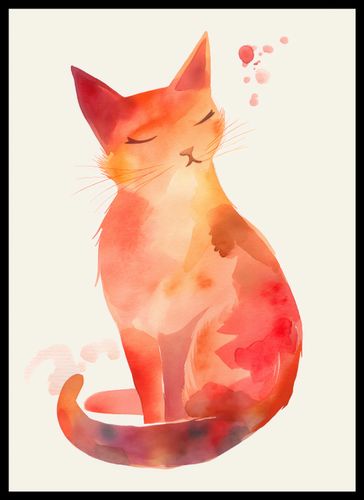 Plakat 39,5x55cm Akwarelowy Kot na Arena.pl