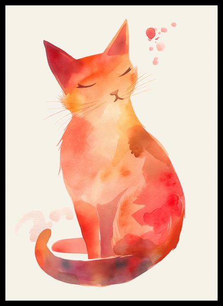 Plakat 39,5x55cm Akwarelowy Kot zdjęcie 2