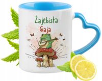 Dla Gai Kubek Błękitny Z Uszkiem W Kształcie Serca Na Prezent Z Nadrukiem