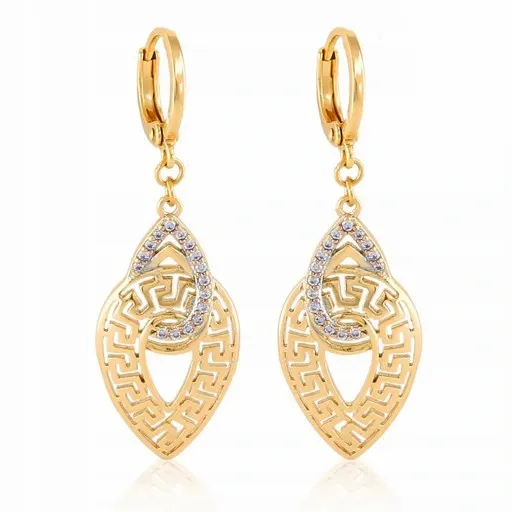 ZŁOTY NASZYJNIK ŁAŃCUSZEK KOLCZYKI WISZĄCE DŁUGIE KOMPLET STAL CHIRURGICZNA zdjęcie 8