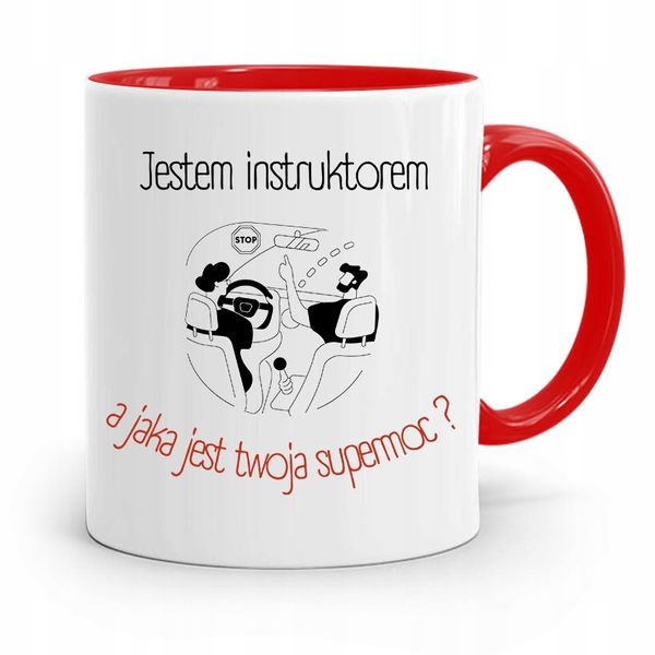 Dla Instruktora Prawa Jazdy Kubek Czerwony Prezent Z Nadrukiem Ze Zdjęciem zdjęcie 1