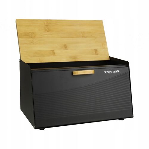 DUŻY CHLEBAK METALOWY Z DESKĄ POJEMNIK NA PIECZYWO CHLEB CZARNY BAMBUSOWY na Arena.pl