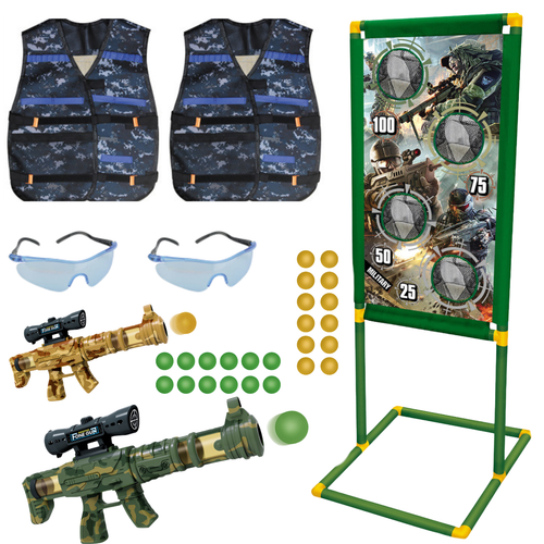 Zestaw Do Strzelania Stojąca Tarcza Strzelecka Pistolety Kamizelki Okulary na Arena.pl
