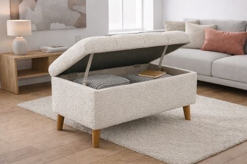 Pufa z pojemnikiem schowek skrzynia 60x40x43 cm biały baranek na Arena.pl