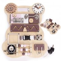 TABLICA MANIPULACYJNA ECOTOYS ZAMEK KLUCZ LICZYDŁO DREWNO