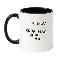 KUBEK "PSIURWA MAĆ" Wzór - Klasyczny Biało-Czarny 330 ml