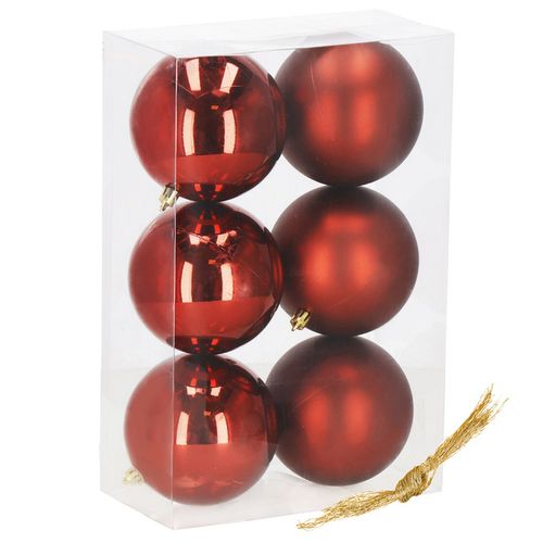 Bombki choinkowe 6 szt. ozdoby na choinkę 11 cm, dekoracje świąteczne nietłukące czerwone na Arena.pl