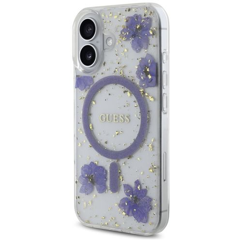Etui Guess Resin Flowers Glitter MagSafe do iPhone 16 fioletowy na Arena.pl